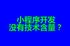 小程序開發(fā)沒(méi)有技術(shù)含量？